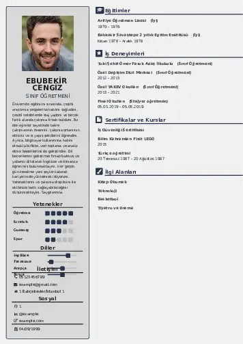 Sınıf Öğretmeni Cv Örnekleri cv indir